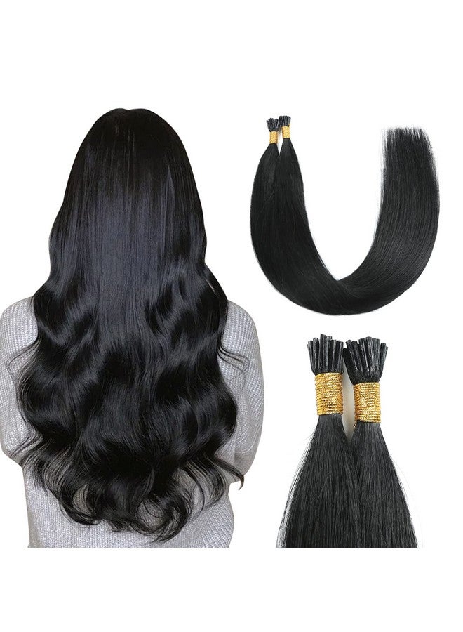 Sunya I Tip Hair Extensions Human Hair Black 22 Inch Itip Hair Extensions Human Hair Jet Black I Tip Hair Extensions Remy Itip Human Hair Extensions 50g/50Strands - Image 1