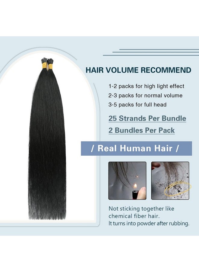 Sunya I Tip Hair Extensions Human Hair Black 22 Inch Itip Hair Extensions Human Hair Jet Black I Tip Hair Extensions Remy Itip Human Hair Extensions 50g/50Strands - Image 3