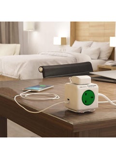 Allocacoc PowerCube Extended 4 Sockets 15m Cable 2USB Ports Green  - Image 3