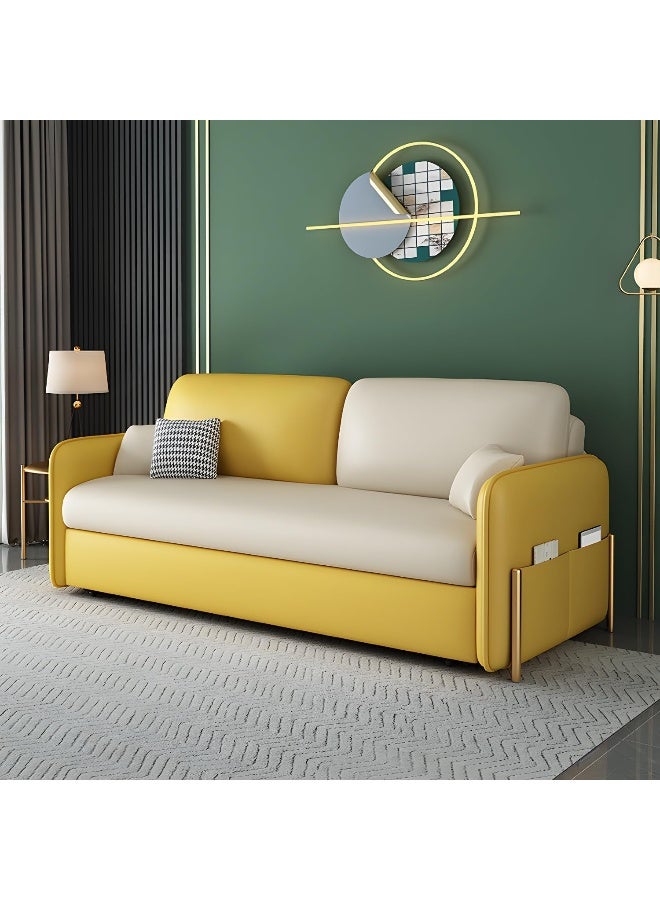 Comfynest Contemporary Foldable Storage Sofa Bed With Square Arm For Home 99.06 X 85.09 X 88.9 Cm Off-White - Image 1