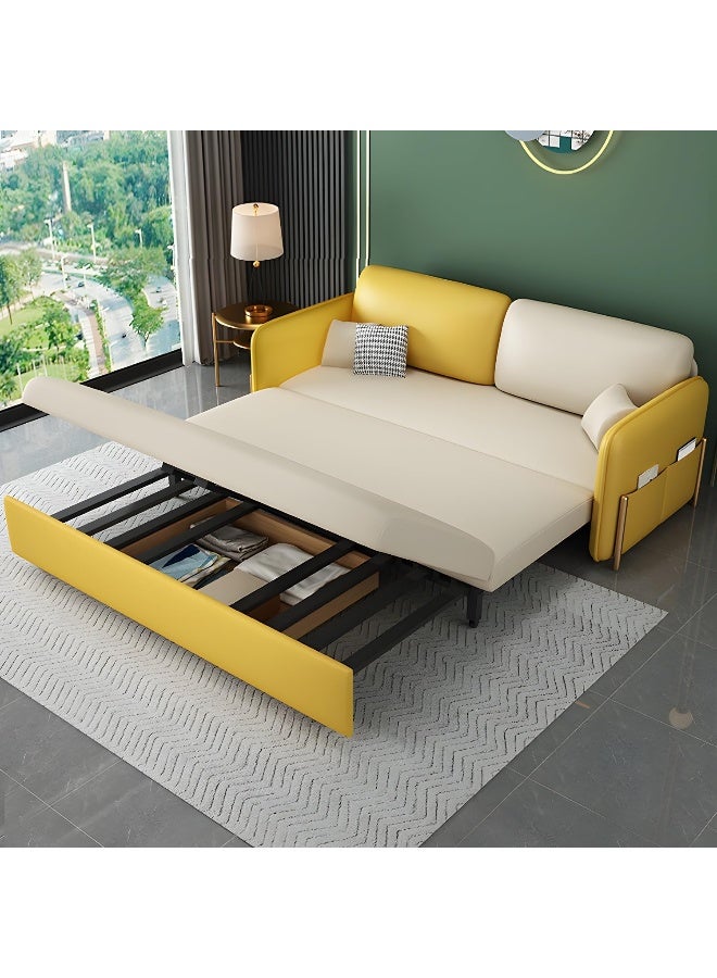 Comfynest Contemporary Foldable Storage Sofa Bed With Square Arm For Home 99.06 X 85.09 X 88.9 Cm Off-White - Image 4