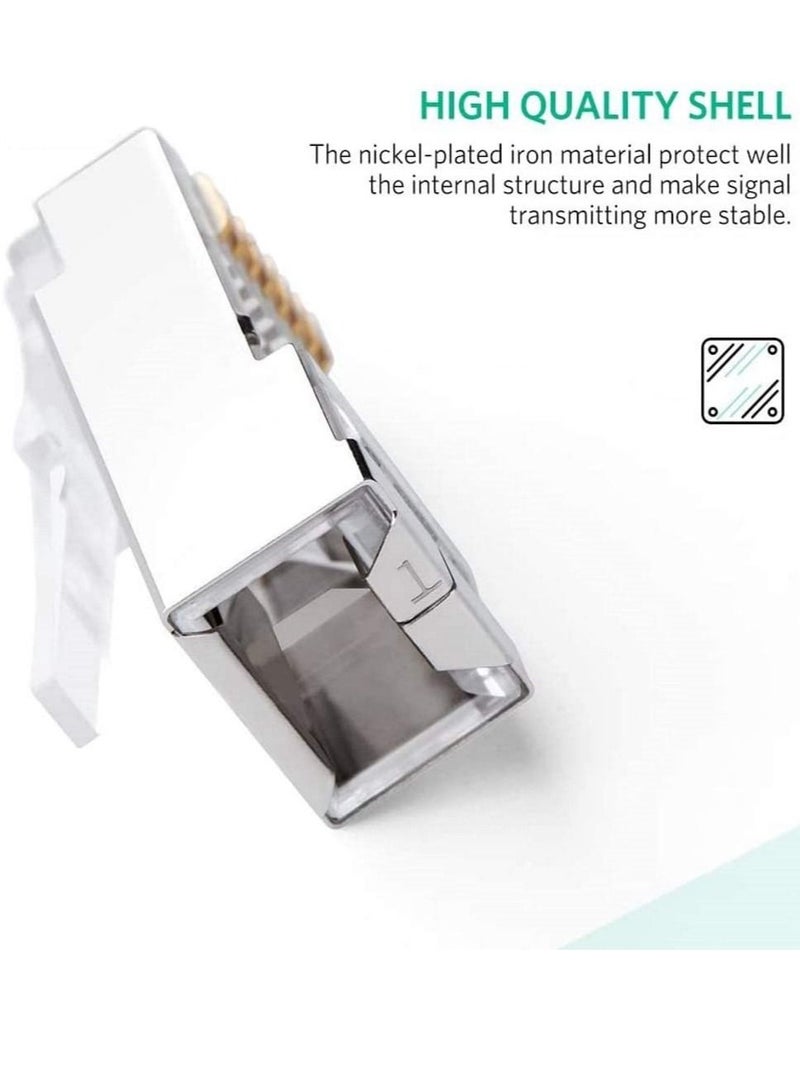 Ntech Royal Apex RJ45 Plugs Connector 8P8C Cat7 Crimp Connector RJ45 Ends, Ethernet Modular Crimp Connectors for Twist Paired Solid and Standard Ethernet Cable Wire (Pack of 100) - Image 4