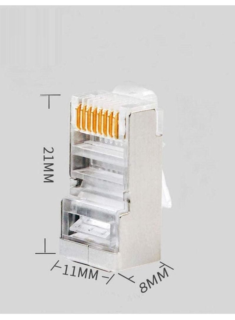 Ntech Royal Apex RJ45 Plugs Connector 8P8C Cat7 Crimp Connector RJ45 Ends, Ethernet Modular Crimp Connectors for Twist Paired Solid and Standard Ethernet Cable Wire (Pack of 100) - Image 3