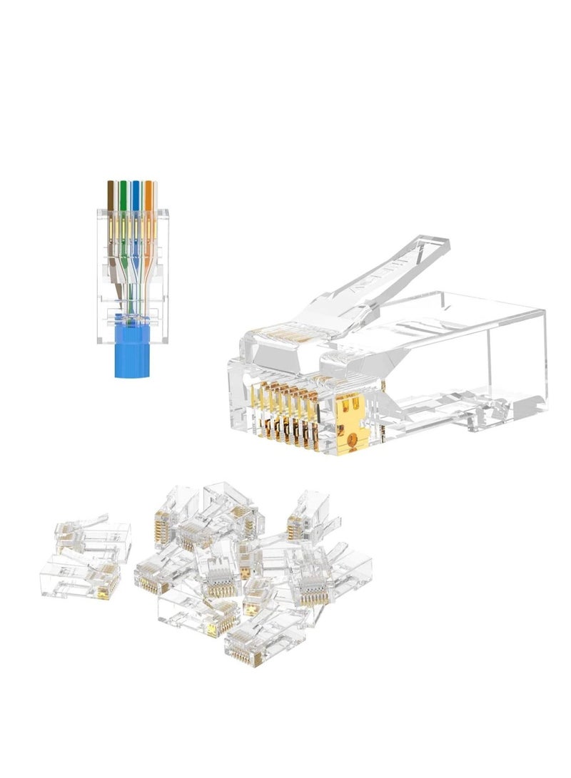 Ntech Royal Apex RJ45 Plugs Connector 8P8C Cat7 Crimp Connector RJ45 Ends, Ethernet Modular Crimp Connectors for Twist Paired Solid and Standard Ethernet Cable Wire (Pack of 100) - Image 1
