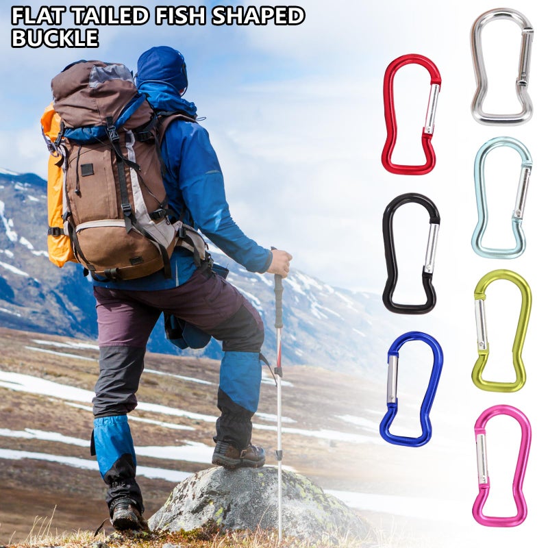 5Pcs Aluminum Fish Shape Spring Clip Hanging Buckle Keychain Bag Hook Carabiner - Image 3