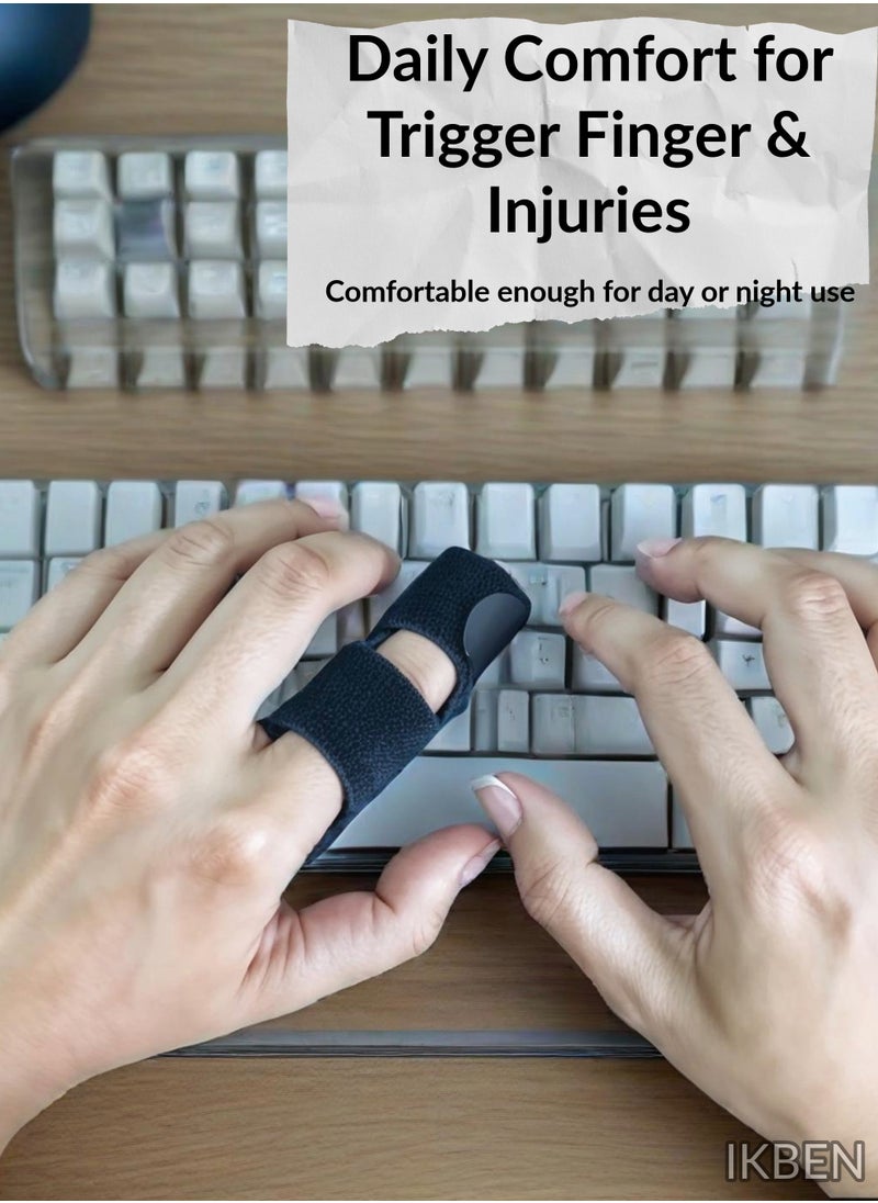 Adjustable Finger Splint 2-Pack: Trigger Finger and Injury Relief Brace, Soft and Reusable Support for Work, Rest and Sleep, Breathable and Classic Fit for Both Hands by IKBEN