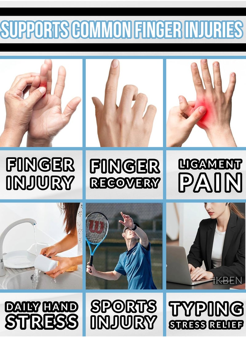 IKBEN Adjustable Finger Splint 2-Pack: Trigger Finger and Injury Relief Brace, Soft and Reusable Support for Work, Rest and Sleep, Breathable and Classic Fit for Both Hands by IKBEN  - Image 3