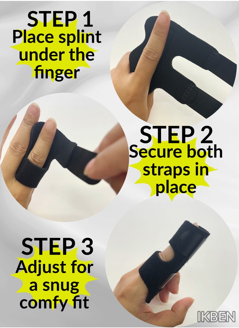 Adjustable Finger Splint 2-Pack: Trigger Finger and Injury Relief Brace, Soft and Reusable Support for Work, Rest and Sleep, Breathable and Classic Fit for Both Hands by IKBEN