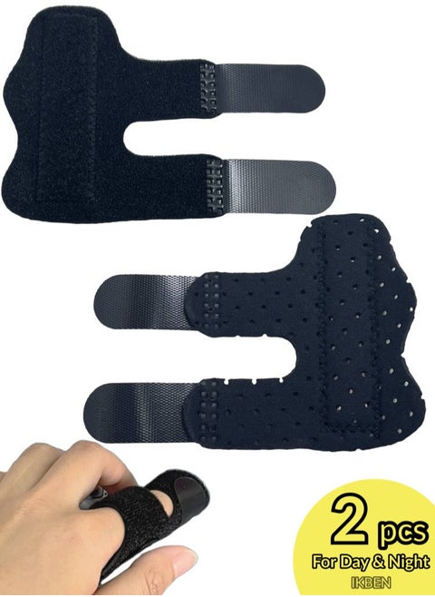 Adjustable Finger Splint 2-Pack: Trigger Finger and Injury Relief Brace, Soft and Reusable Support for Work, Rest and Sleep, Breathable and Classic Fit for Both Hands by IKBEN