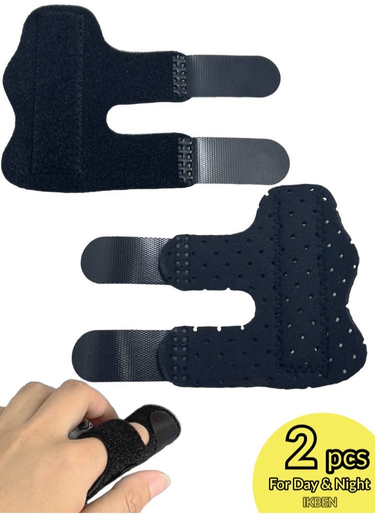 IKBEN Adjustable Finger Splint 2-Pack: Trigger Finger and Injury Relief Brace, Soft and Reusable Support for Work, Rest and Sleep, Breathable and Classic Fit for Both Hands by IKBEN  - Image 1