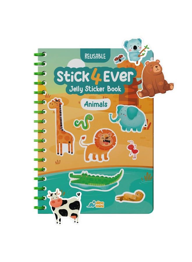 DINO MINI Stick4Ever Jelly Sticker Book - Animal Print, Waterproof, Easy to Clean Jelly Stickers - Busy Book for Toddlers with 50 Pcs - Image 1