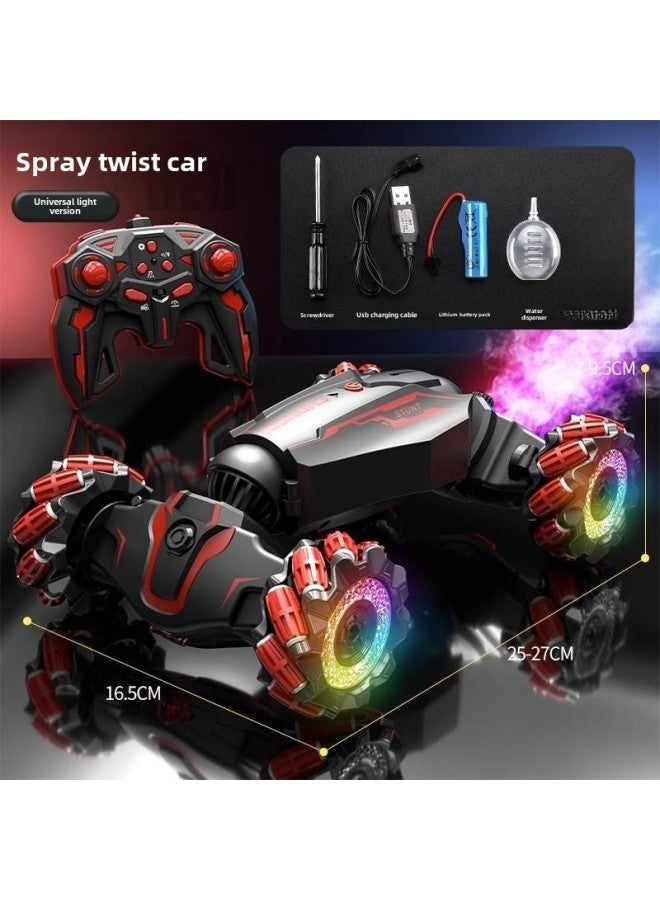 Drift Car Children's Racing Car High-speed Spray Four-wheel Drive Sports Car Remote Control Car Twist Car Toy Model-Color:Red Spray Drift Twist Car (handle Remote Control)-Proportion:Luxury Sandian - Image 1