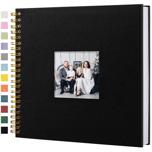 Hiwhy Scrapbook Photo Album Linen Cover 12 x 12 Inch Hardcover Kraft White Pages Memory Book for Travel Wedding Guest Book Christmas Baby Shower 40 Sheets 80 PagesBeige