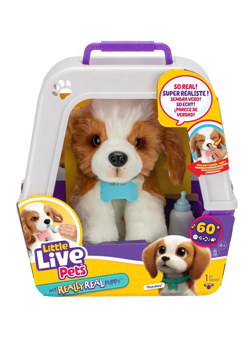 LITTLE LIVE PETS - My Really Real Puppy Patches | Interactive Plush Puppy | Super Soft Fur, Blinking Eyes, Over 60 Sounds and Reactions, Touch Sensors, Feeding Sounds | Unisex | Ages 4 and Up - Image 1