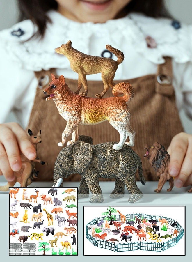 53 Pieces Mini Jungle Animal Toys Set Swimming Pool Toys Parent-child interactive toys Plastic Animal Learning Party Favors For Boys Girls Kids  - Image 1