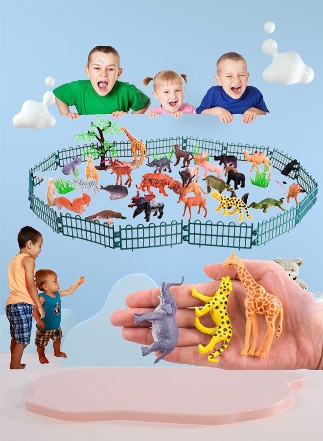 53 Pieces Mini Jungle Animal Toys Set Swimming Pool Toys Parent-child interactive toys Plastic Animal Learning Party Favors For Boys Girls Kids  - Image 4