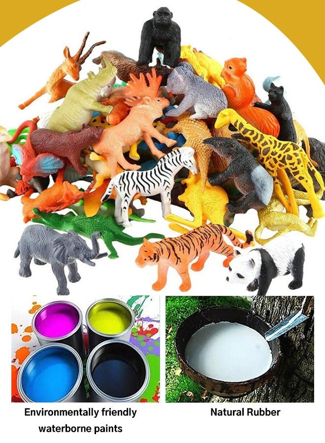 53 Pieces Mini Jungle Animal Toys Set Swimming Pool Toys Parent-child interactive toys Plastic Animal Learning Party Favors For Boys Girls Kids  - Image 3