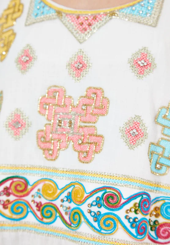 Thouq Tiered Sleeve Embroidered Jalabiya