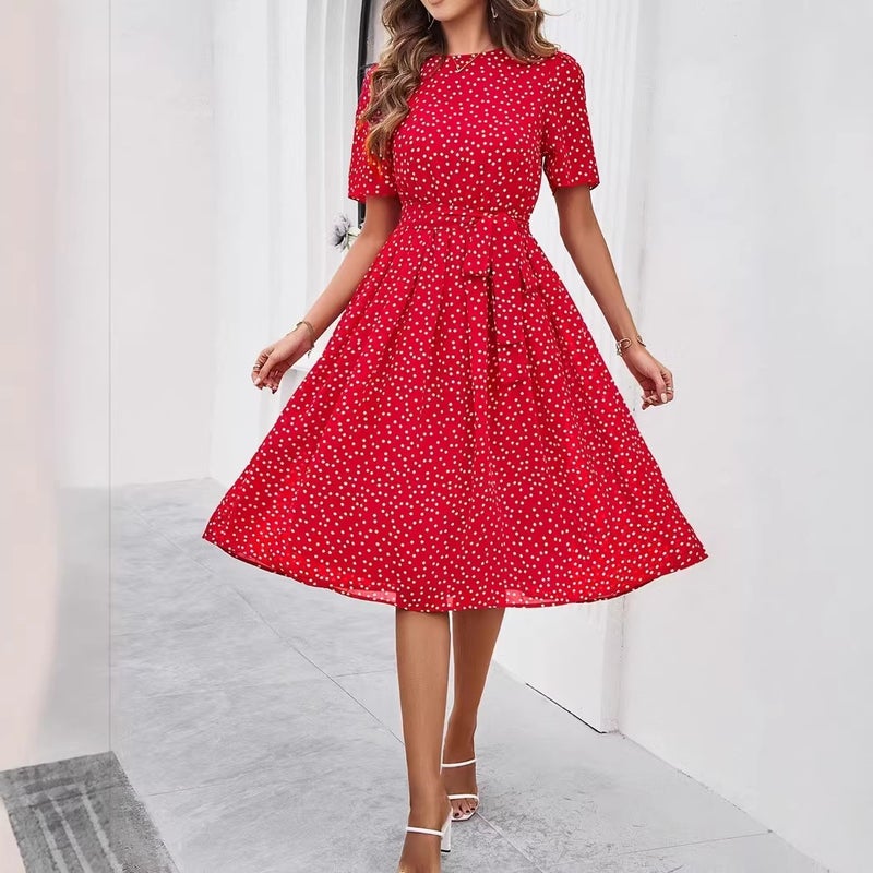 Polka Dot Chiffon Dress for Women - Summer Elegant Style - Image 4