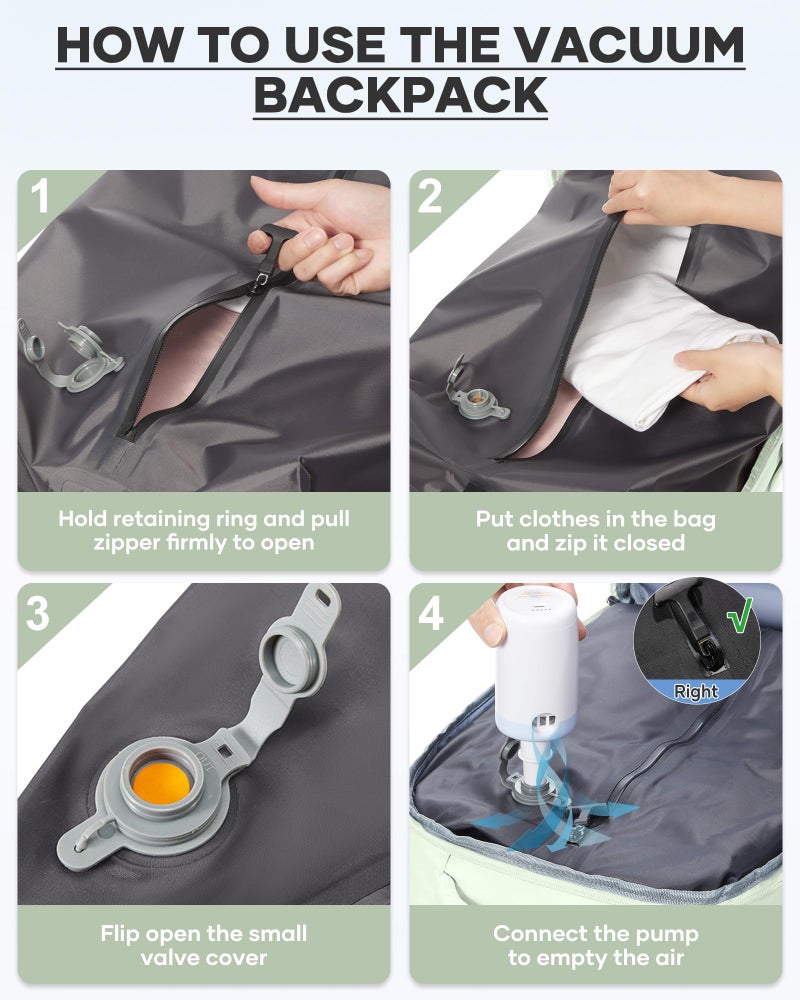coofay Vacuum Backpack Travel with Pump Vacpack Travel Backpack with Vacuum System Compression Backpacks - Image 3