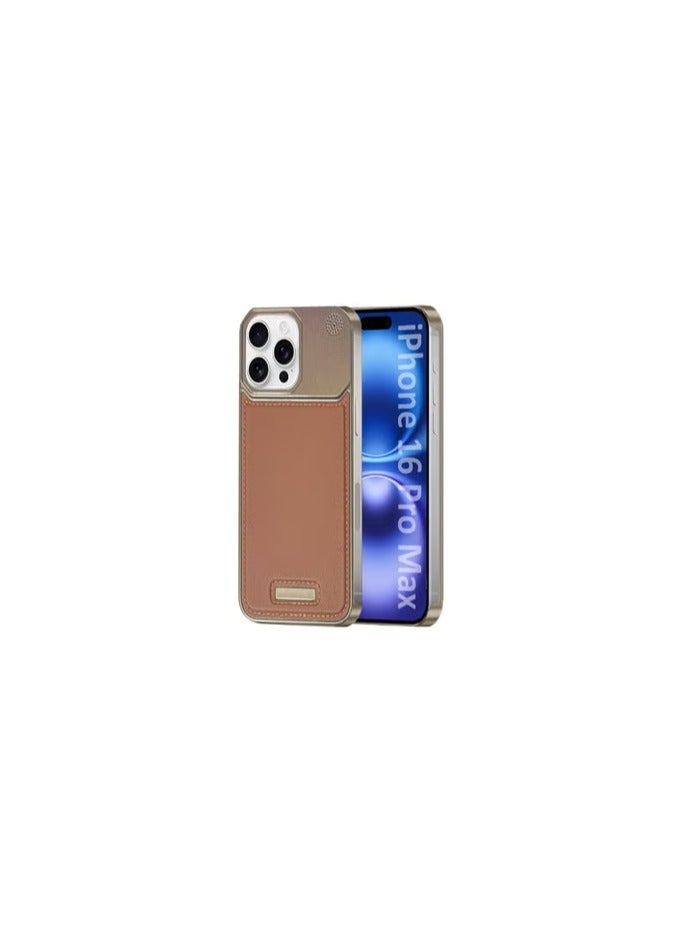CATANES iPhone 16 Pro Max Case Leather Metal Design, Slim Lightweight Minimalist Cover - Image 1