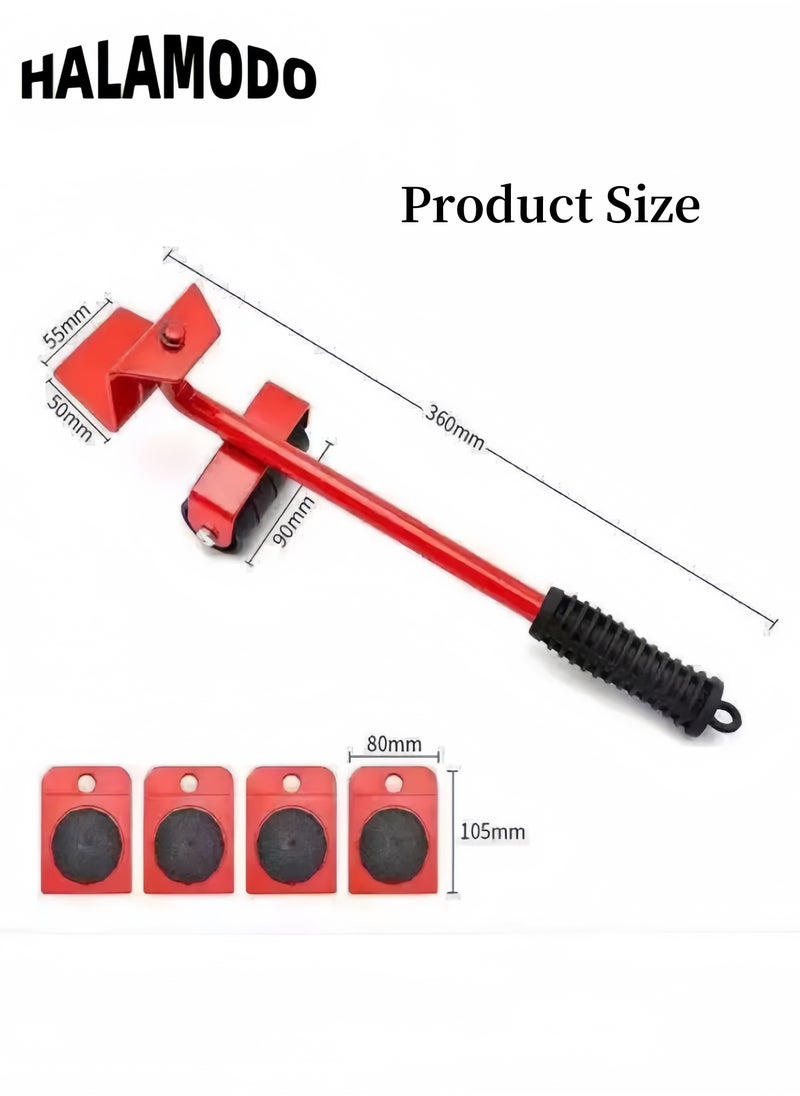 HALAMODO - 5PCS Lift Mover Tool Set Furniture Movers with Wheels Heavy Furniture Moving Sliders Heavy Appliance Rollers Homeware Lifters Larger Equipment Movers - Image 1