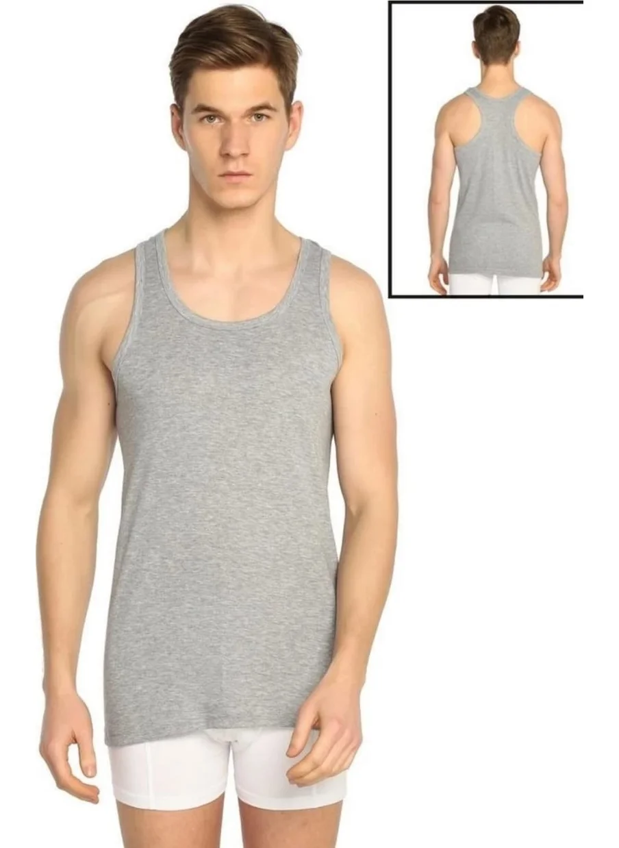 Seher Yıldızı Seher Yıldız Men's 3-Pack Gray Cotton Rib Sports Undershirt Single Pack 0058