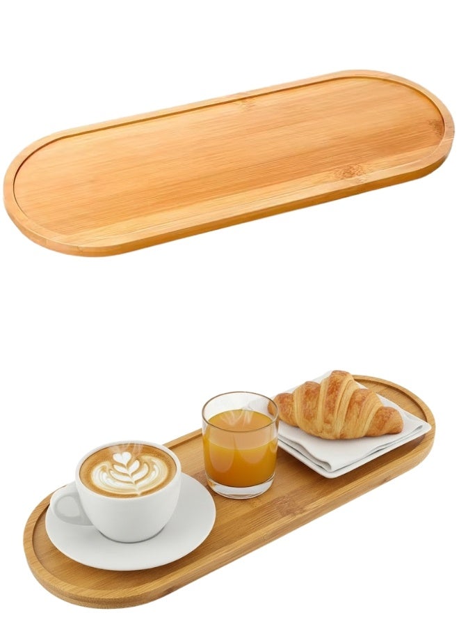 صينية تقديم خشب بامبو بيضاوية لتقديم الفطور والطعام للمطبخ والمطاعم والأماكن الخارجية 45×15سم - Image 1