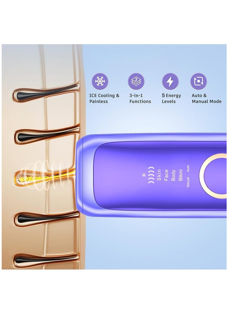 Filly Laser Hair Removal Device for Women, Ice-Cooling IPL Device Hair Removal for Nearly Painless & Long-Lasting Results, 2 Modes – Manual & Auto Flashing for Fast Full Body Hair Removal from Home, professional quality - Image 4