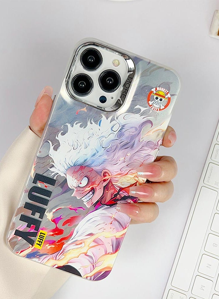 Anime-Inspired iPhone Case – White-Haired Character & Flame Design - Image 3