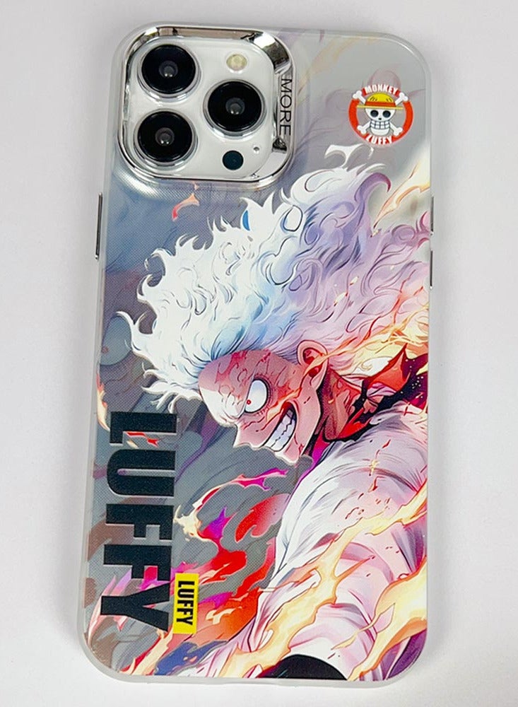 Anime-Inspired iPhone Case – White-Haired Character & Flame Design - Image 2