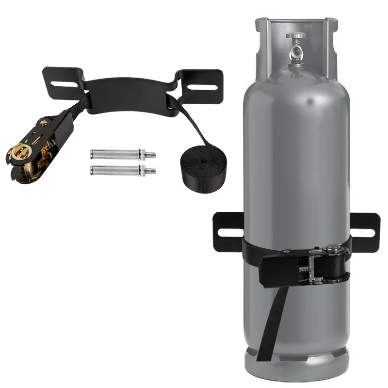 Zhichen star Propane Tank Holder Propane Tank Mount with 66FT Ratchet Straps Steel WallMounted Bracket for Oxygen Nitrogen Expansion Tanks for Mounting Various Gas Cylinders Black - Image 2