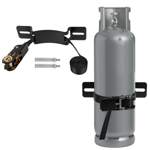 Zhichen star Propane Tank Holder Propane Tank Mount with 66FT Ratchet Straps Steel WallMounted Bracket for Oxygen Nitrogen Expansion Tanks for Mounting Various Gas Cylinders Black - Image 1
