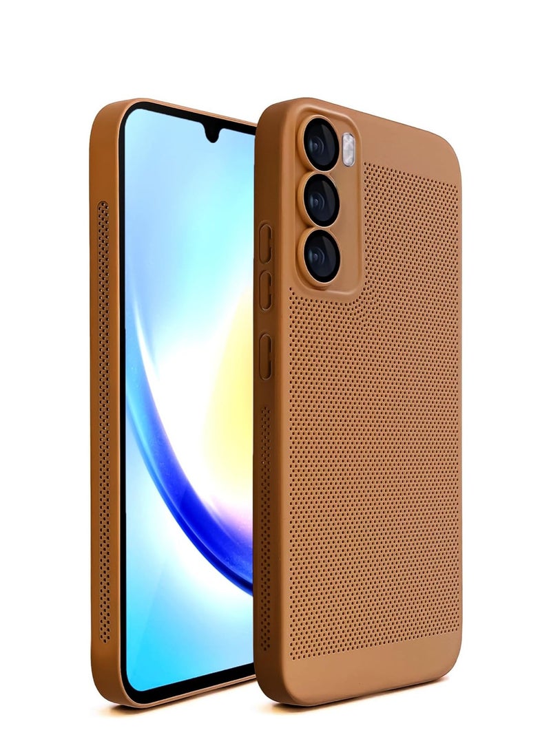 Case For Oppo Reno12 5G Heat Dissipation Case with Built-in Camera Lens Protector Slim Fit Breathable Cooling Anti-Fingerprint Hard PC Back Shockproof Cover (Brown)