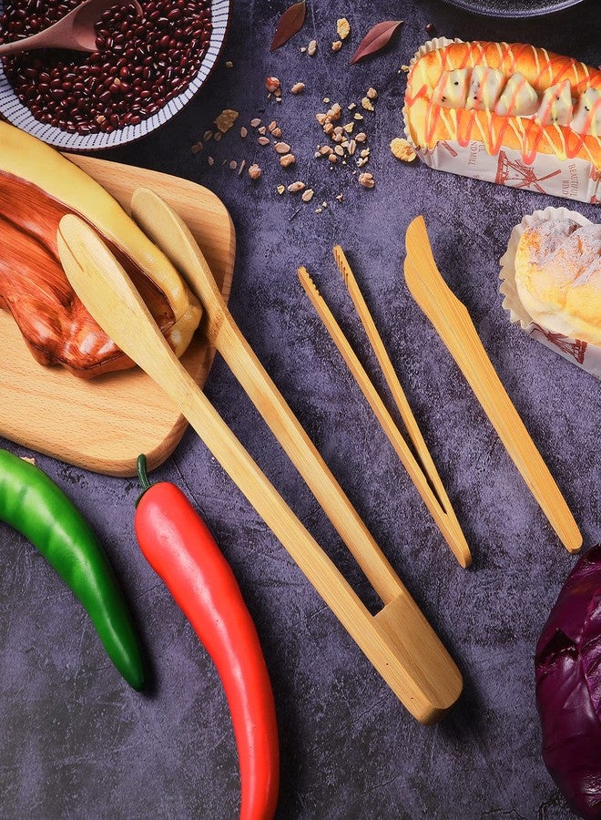 زوبيل مجموعة أدوات مطبخ زوبيل المكونة من 6 قطع، هدية مثالية لعيد الميلاد، مصنوعة من الخيزران، تتضمن ملقطًا خشبيًا للتحميص، وملقطًا طويلًا للسلطة، وملاقطًا لتقطيع الجبن واللحم المقدد والخبز المحمص والكيك والفواكه والمعكرونة. مناسبة للرجال والنساء. - Image 3