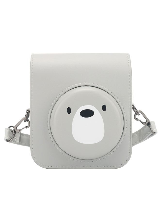 Protective Case for Fujifilm Mini 12 Camera, Grey Bear PU Leather Bag Cover with Removable Adjustable Strap - Image 1