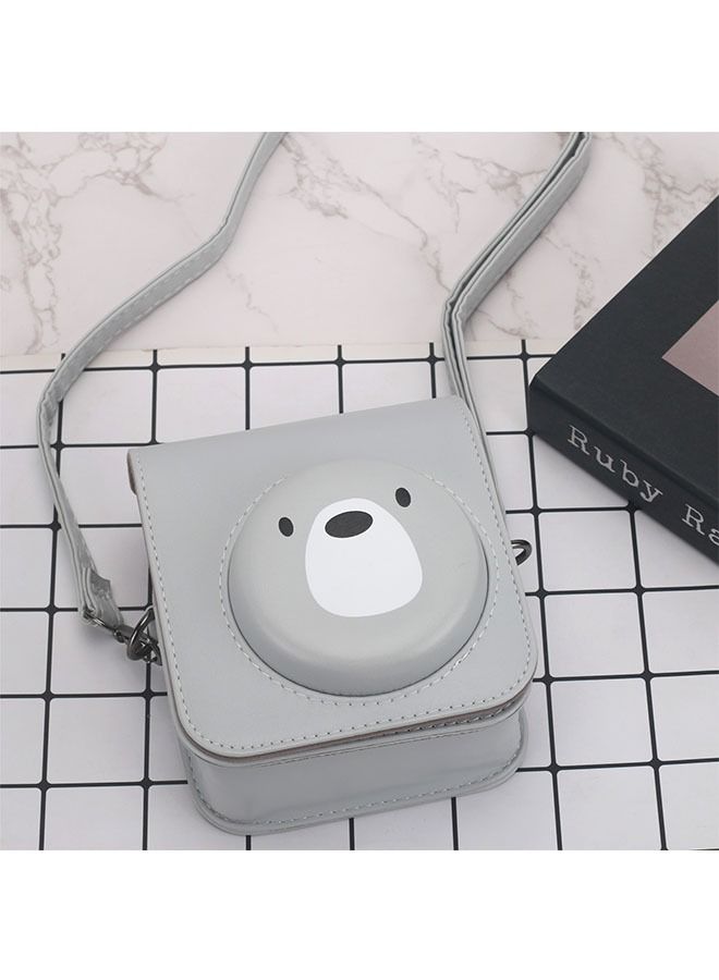 Protective Case for Fujifilm Mini 12 Camera, Grey Bear PU Leather Bag Cover with Removable Adjustable Strap - Image 4