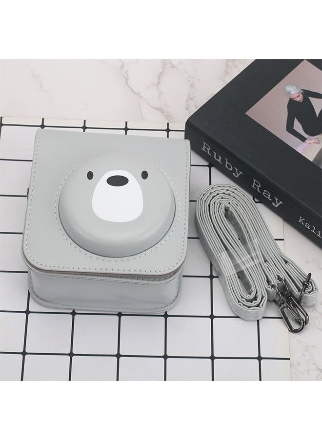 Protective Case for Fujifilm Mini 12 Camera, Grey Bear PU Leather Bag Cover with Removable Adjustable Strap - Image 5