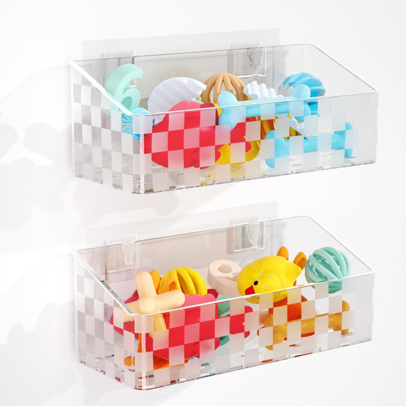 Natheeph Bath Toy Storage Holder, Bathtub Toy Storage Quick-Dry, Clear Bath Toy Holder for Tub, Bath Toy Organizer Large Capacity, Bathroom Shower Toy Storage Holder (2pack) - Image 1