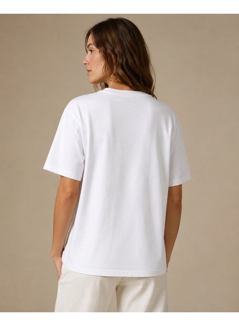 asBERYL Oversized T-Shirt 220 GSM Drop Shoulder Unisex Crew Neck Tee, White - Image 2