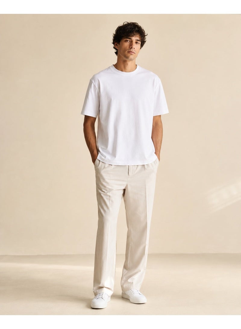 asBERYL Oversized T-Shirt 220 GSM Drop Shoulder Unisex Crew Neck Tee, White - Image 1