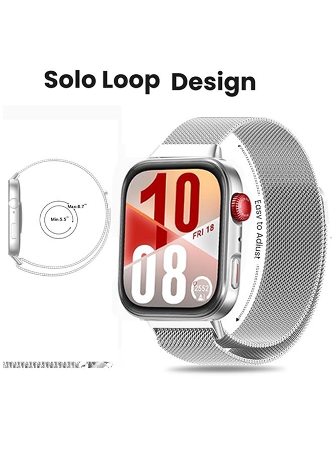 4 PCS Suitable for Huawei Watch Fit 3/Huawei Watch Fit 4/pro metal Milanese Magnetic Loop Watch Strap for Women  Men Magnetic Closure Adjustable Metal Band（Black / Silver / Rose Gold / Champagne Gold） - Image 3