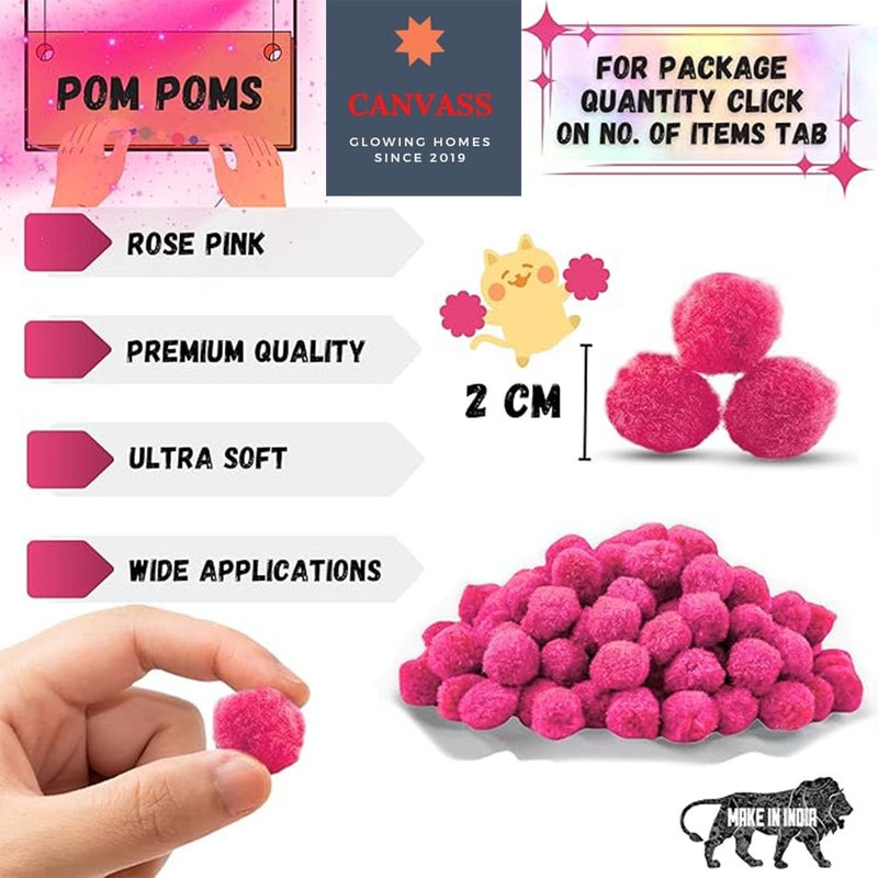 CANVASS® Assorted Pom Poms, Pompoms 2 CM Thick Pack of 200 pcs for Hobby Supplies and DIY Creative Crafts Decorations - Image 2