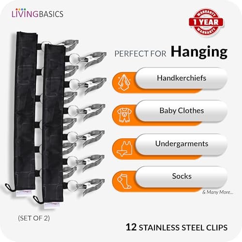 LivingBasics Heavy Duty Rust Free Cloth Peg/Clothes Clip/Cloth Drying Pins/Pegs for Hanger/Rods/Ropes/Drying Clothes (Pair of ICON Cloth Clip) - Image 2