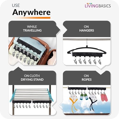LivingBasics Heavy Duty Rust Free Cloth Peg/Clothes Clip/Cloth Drying Pins/Pegs for Hanger/Rods/Ropes/Drying Clothes (Pair of ICON Cloth Clip) - Image 4
