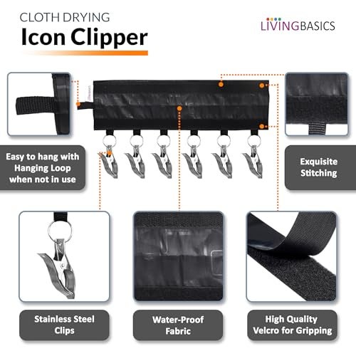 LivingBasics Heavy Duty Rust Free Cloth Peg/Clothes Clip/Cloth Drying Pins/Pegs for Hanger/Rods/Ropes/Drying Clothes (Pair of ICON Cloth Clip) - Image 5