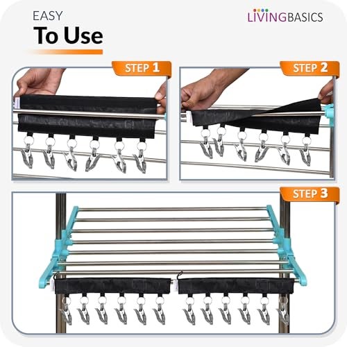 LivingBasics Heavy Duty Rust Free Cloth Peg/Clothes Clip/Cloth Drying Pins/Pegs for Hanger/Rods/Ropes/Drying Clothes (Pair of ICON Cloth Clip) - Image 3