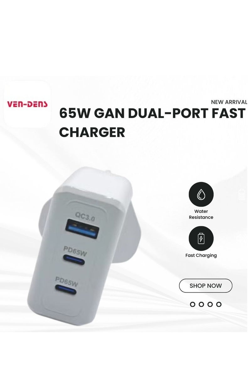 فين ديونز محول شحن فائق السرعة USB-C بقوة 65 واط | متوافق مع هواتف S24 وS23 وS22 وS21 وS20 Ultra وS24+ وS23+ وS22+ وS21+ وA53 وA15 وA55 وA54 - من النوع C محول طاقة - Image 5