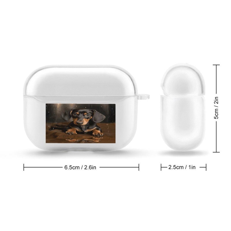 غطاية صلبة لسماعات Airpod Pro من نوع Dachshund مع سلسلة مفاتيح، مع إضاءة أمامية مرئية للجيلين الأول والثاني - Image 3
