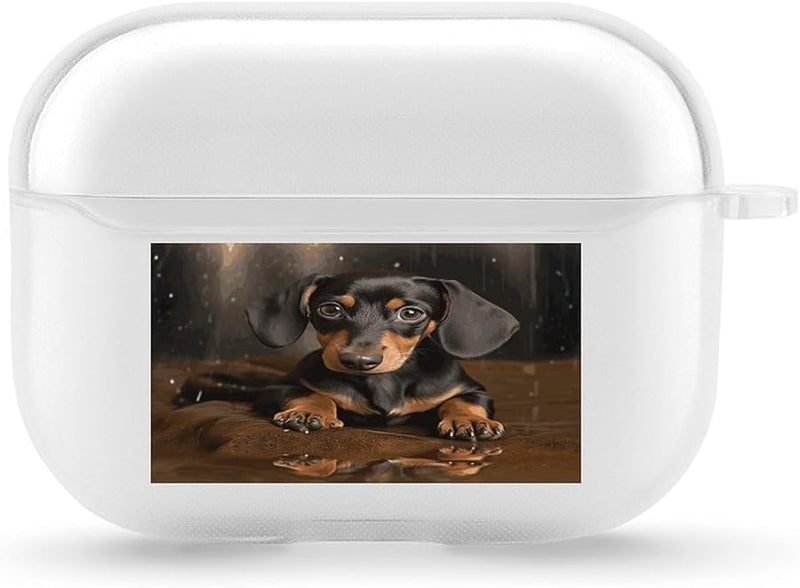 غطاية صلبة لسماعات Airpod Pro من نوع Dachshund مع سلسلة مفاتيح، مع إضاءة أمامية مرئية للجيلين الأول والثاني - Image 1